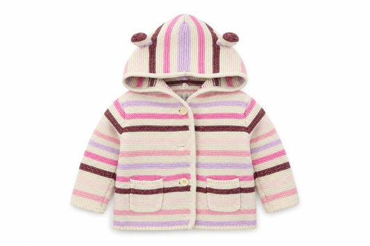 Front view of Baby Gap unisex multicoloured striped cardigan 3-6 months