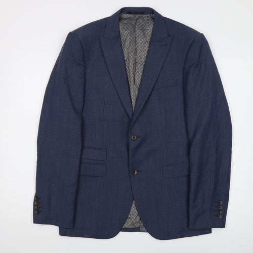 Next Men's Blue Wool Blazer 40R Regular Formal