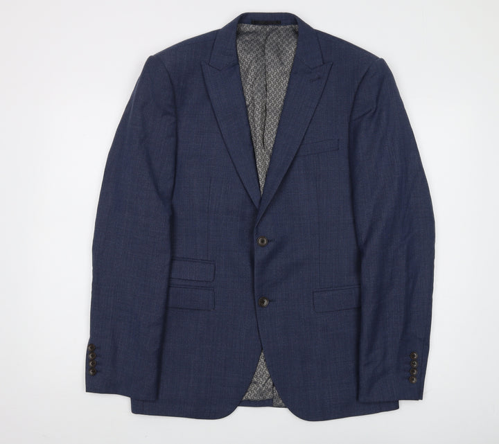Next Men's Blue Wool Blazer 40R Regular Formal