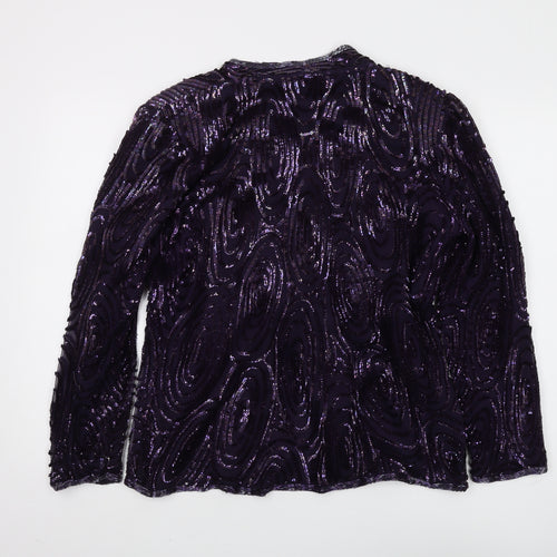 Frank Usher Women's M Purple Sequin Silk Party Jacket