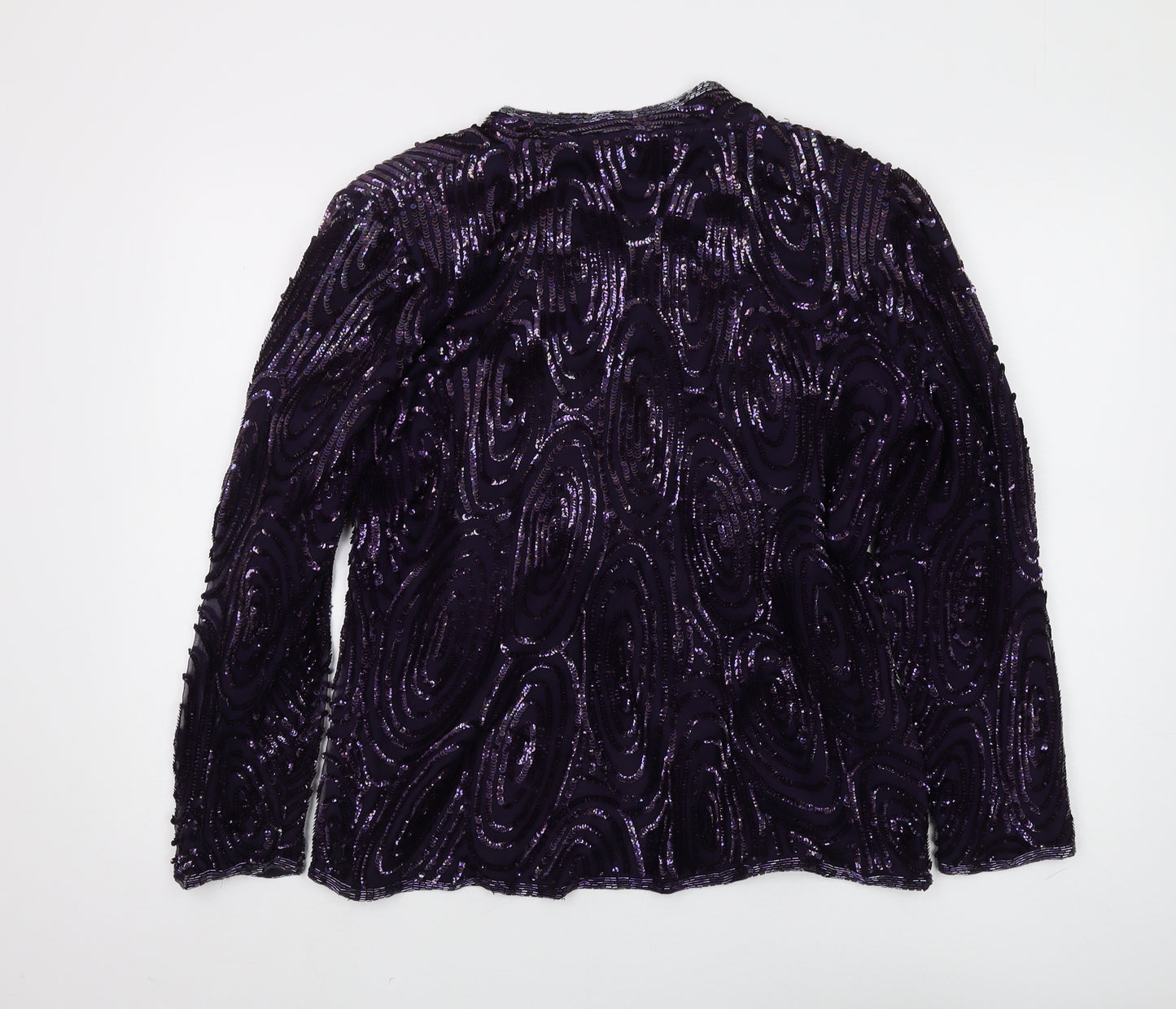 Frank Usher Women's M Purple Sequin Silk Party Jacket