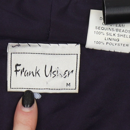 Frank Usher Women's M Purple Sequin Silk Party Jacket