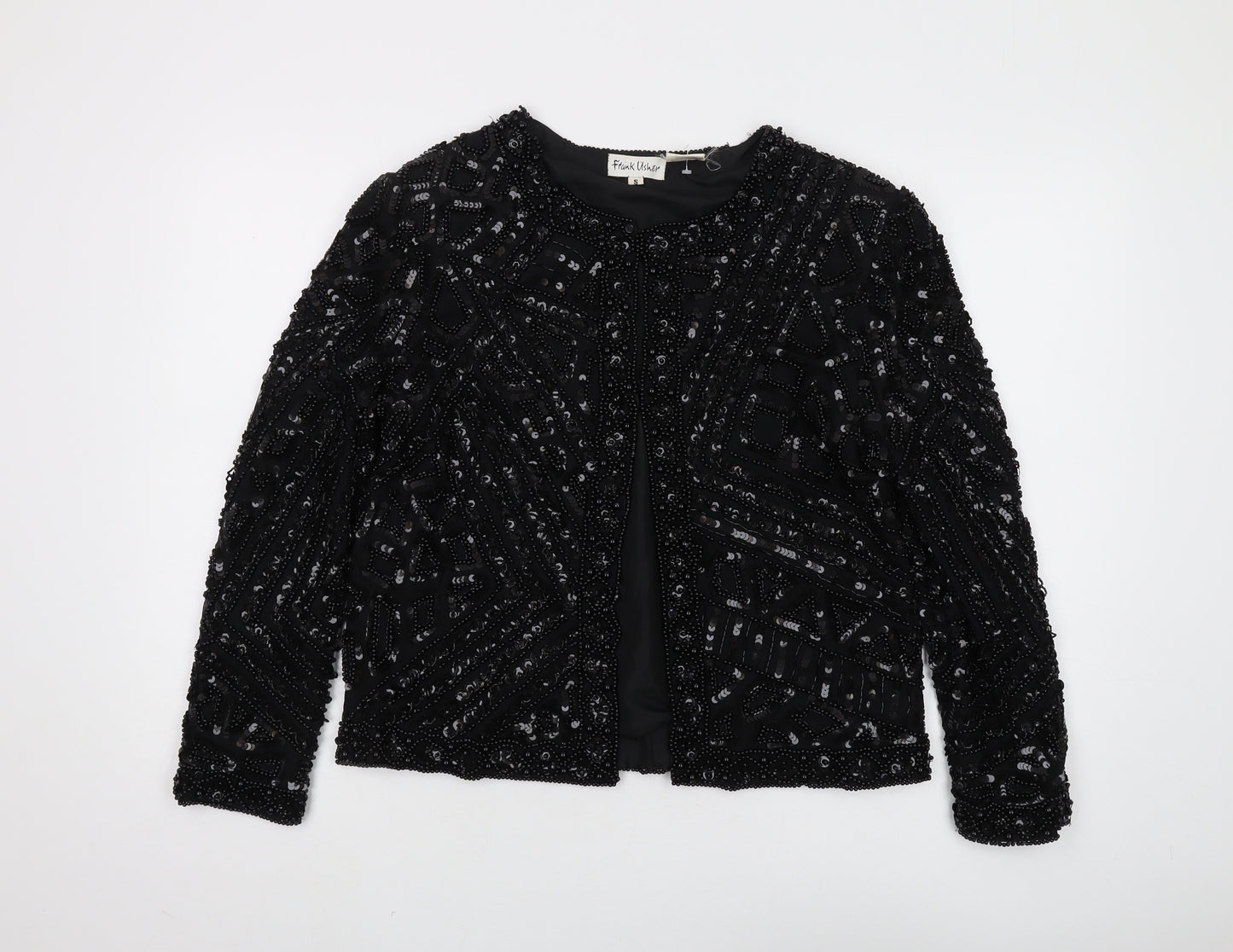 Frank Usher Women's Black Beaded Silk Jacket S