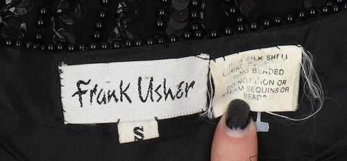 Frank Usher Women's Black Beaded Silk Jacket S