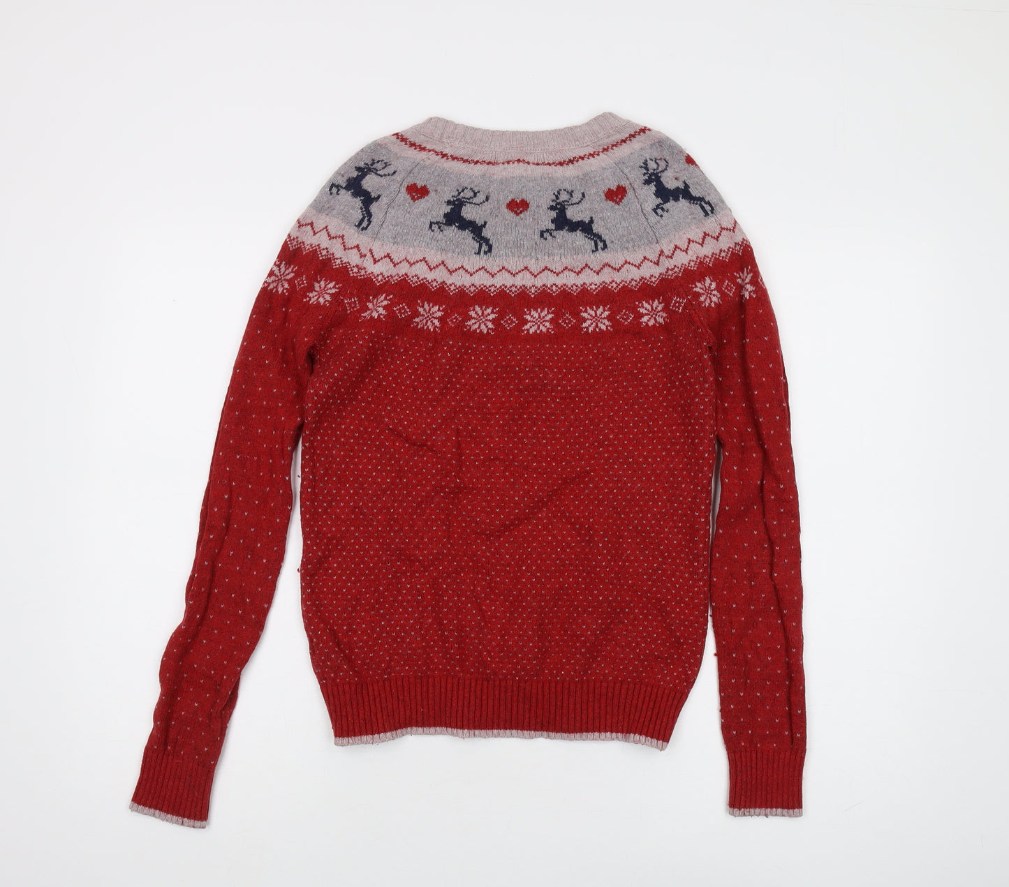 Fat Face Women's Red Christmas Pullover Jumper UK 8