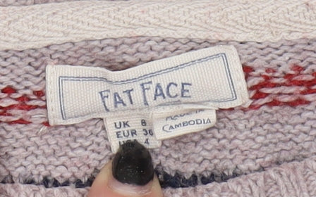 Fat Face Women's Red Christmas Pullover Jumper UK 8