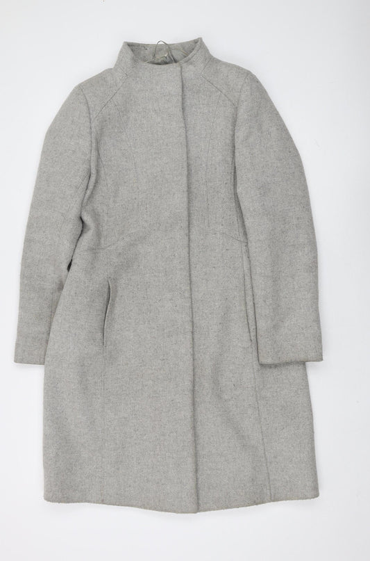 Monsoon Women's Grey Wool Blend Mid-Length Overcoat Size 12