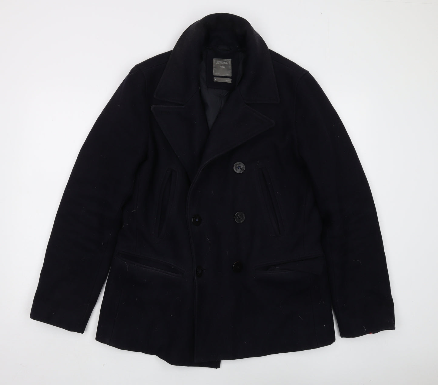Gap Black Wool Blend Pea Coat M Unisex Classic Style