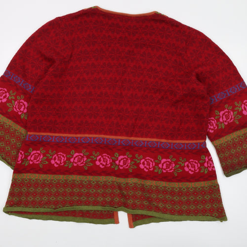 Gudrun Sjödén Women's Red Floral Cardigan XL