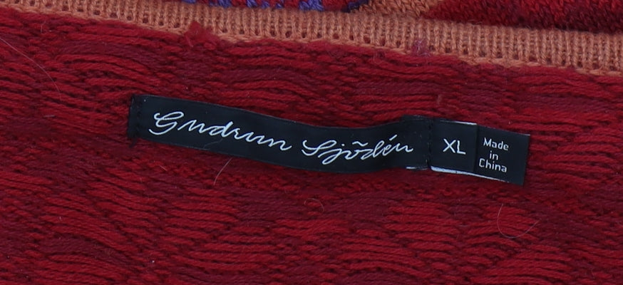 Gudrun Sjödén Women's Red Floral Cardigan XL