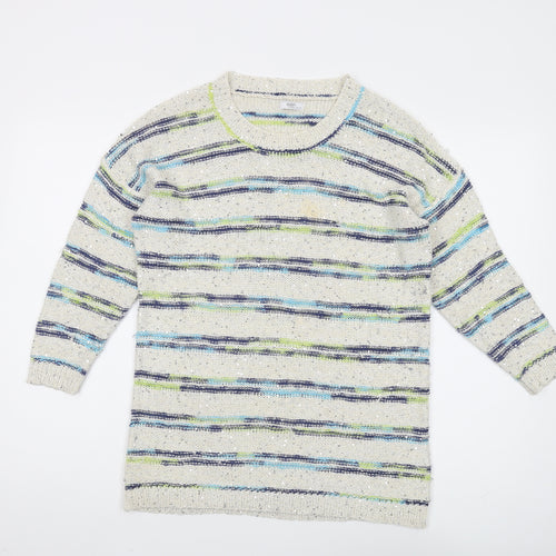 Cotton Traders Women's Multicoloured Striped Pullover Jumper