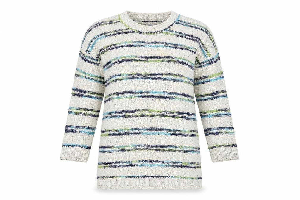 Front view of Cotton Traders Women's Multicoloured Striped jumper