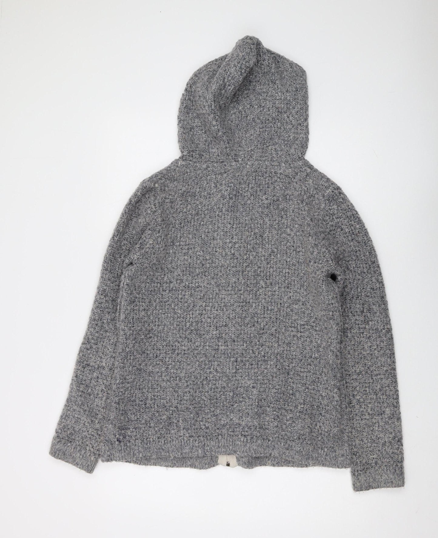 FatFace Women's Grey Cable-Knit Hooded Cardigan Size 12