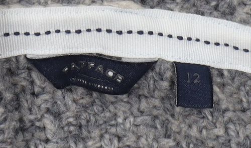 FatFace Women's Grey Cable-Knit Hooded Cardigan Size 12