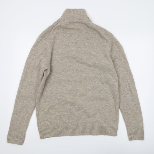 Esprit Men's Beige XL 1/2 Zip Wool Jumper - Casual & Warm