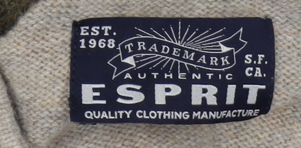 Esprit Men's Beige XL 1/2 Zip Wool Jumper - Casual & Warm