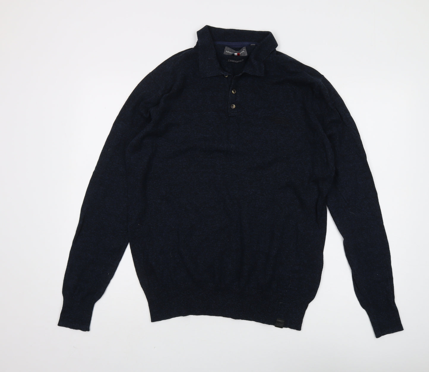 Superdry Men's Blue XL Collared Pullover Jumper