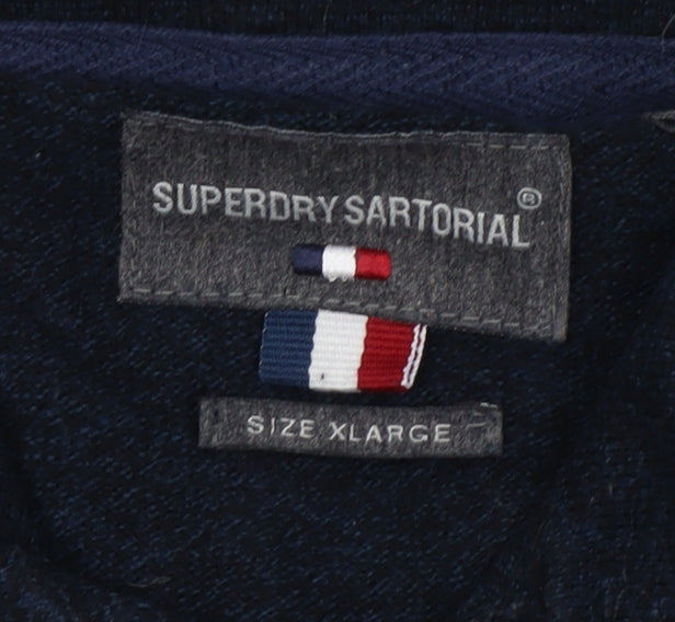 Superdry Men's Blue XL Collared Pullover Jumper