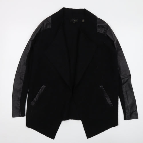 Ted Baker Women's Black Leather Accent Wool Jacket