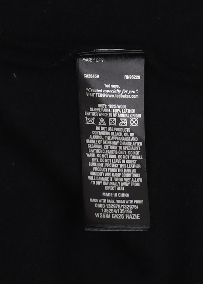 Ted Baker Women's Black Leather Accent Wool Jacket