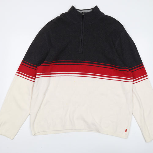 IZOD Men's 2XL Full Zip Sweater in Black, Red and Ivory