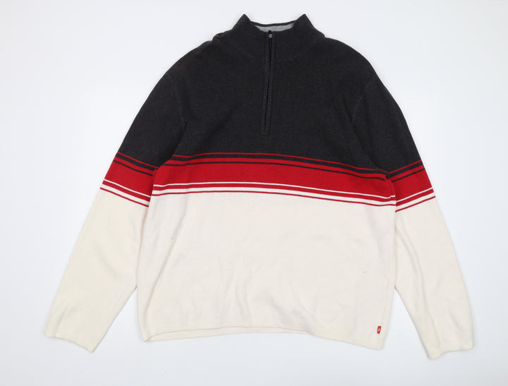 IZOD Men's 2XL Full Zip Sweater in Black, Red and Ivory