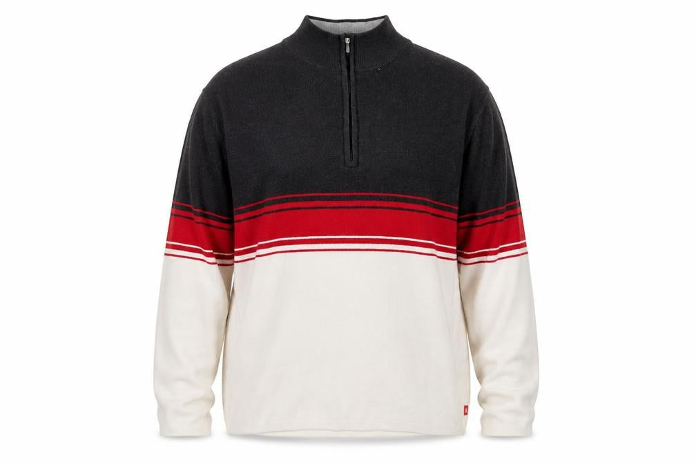 IZOD Men's 2XL Full Zip Sweater in Black, Red and Ivory