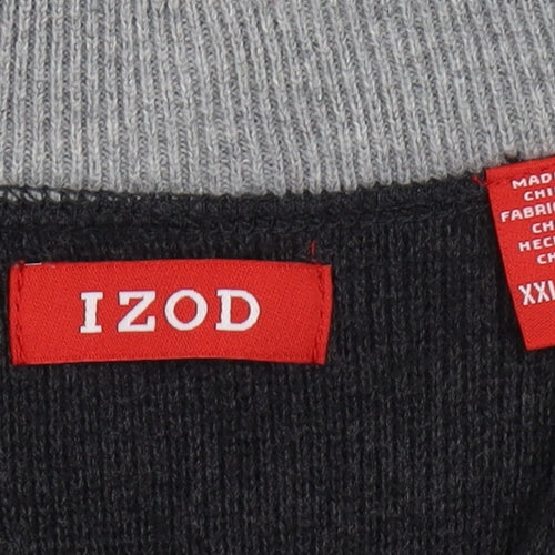 IZOD Men's 2XL Full Zip Sweater in Black, Red and Ivory