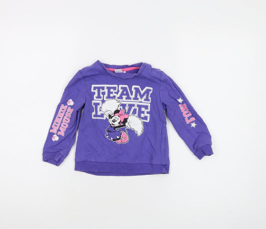 Front view of Disney girls’ minnie mouse purple long sleeve t-shirt 36 months