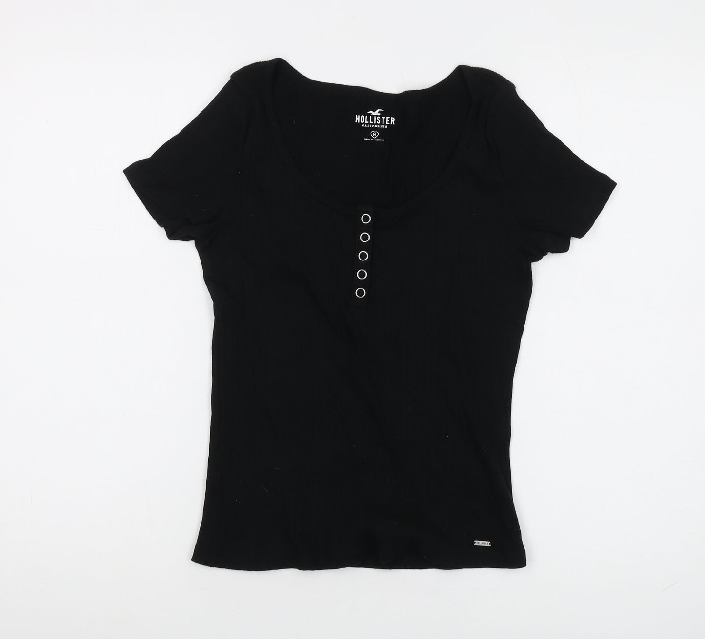 Hollister Women's Black Scoop Neck Jersey T-Shirt