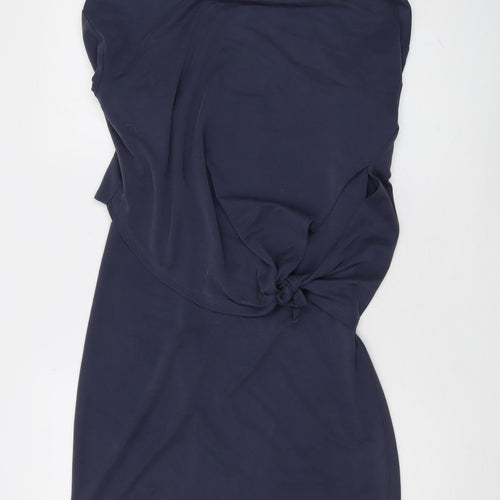 Oliver Bonas Women Navy Size 8 Mini Wrap Dress