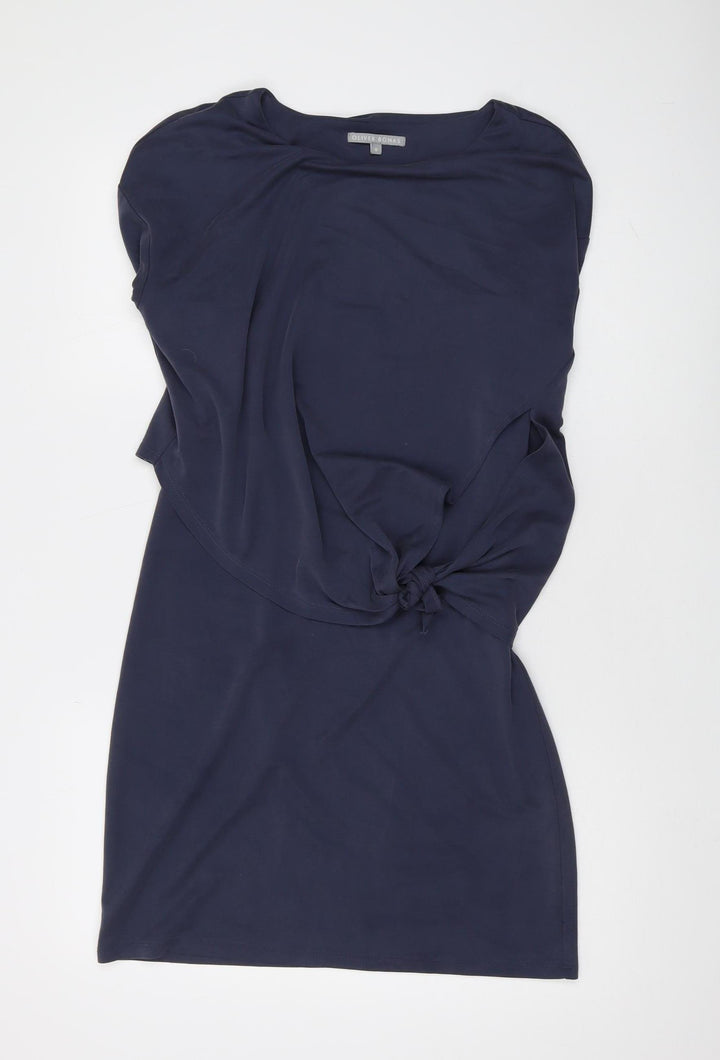 Oliver Bonas Women Navy Size 8 Mini Wrap Dress