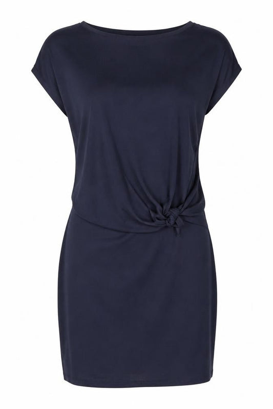 Front view of Oliver Bonas Women Navy, size 8, Mini Wrap Dress