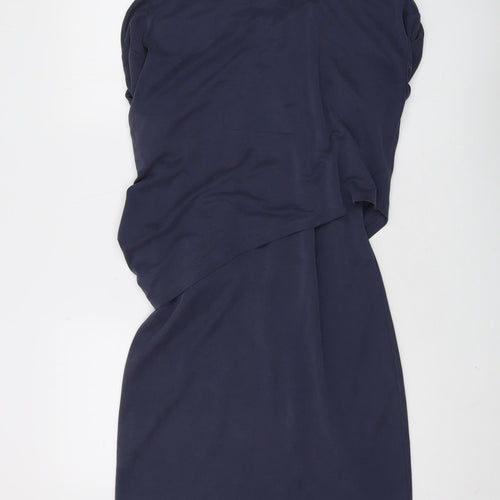 Oliver Bonas Women Navy Size 8 Mini Wrap Dress