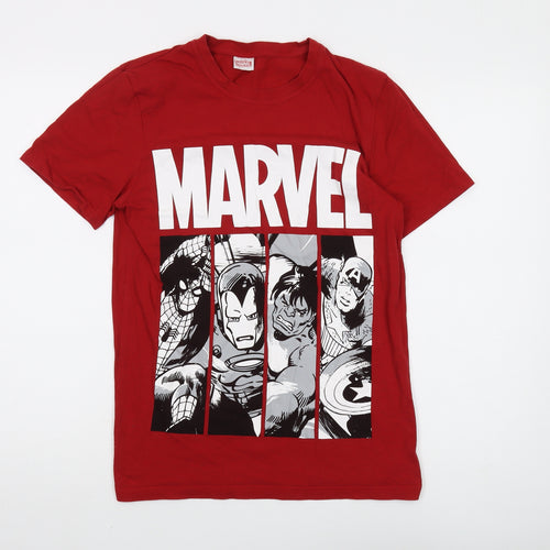 Marvel Men’s Red Graphic Print Cotton T-Shirt S