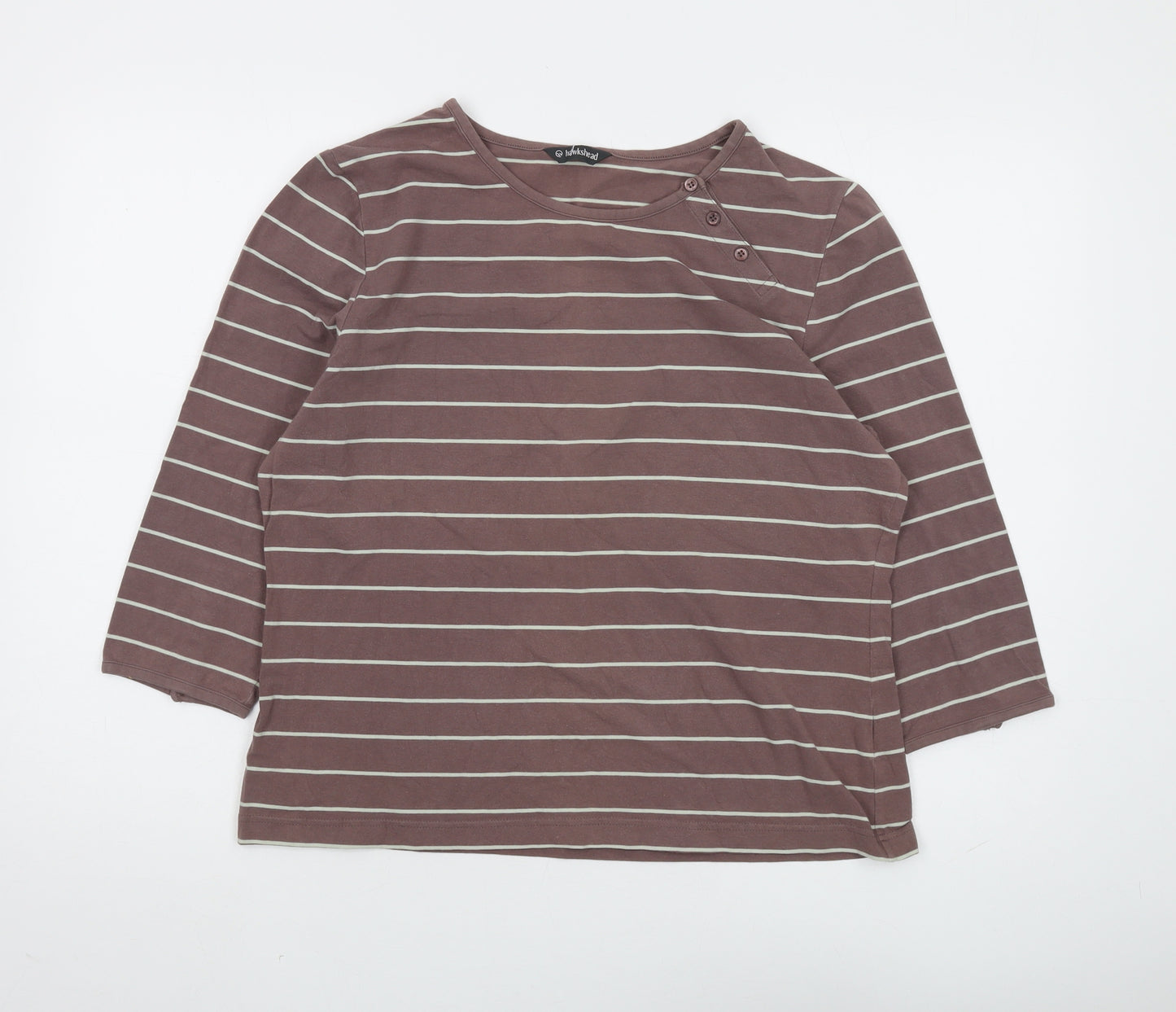 Hawkshead Women's Brown Striped T-Shirt Size 18