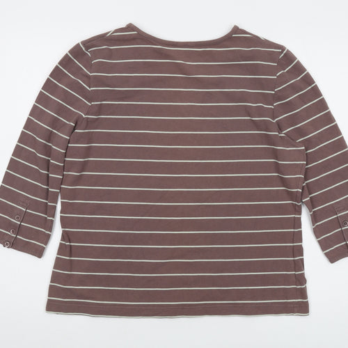 Hawkshead Women's Brown Striped T-Shirt Size 18