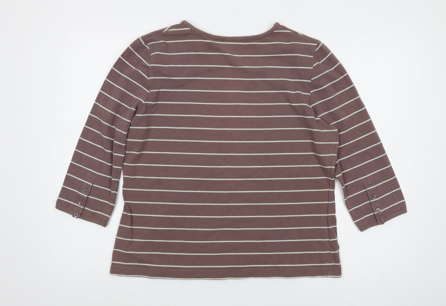 Hawkshead Women's Brown Striped T-Shirt Size 18