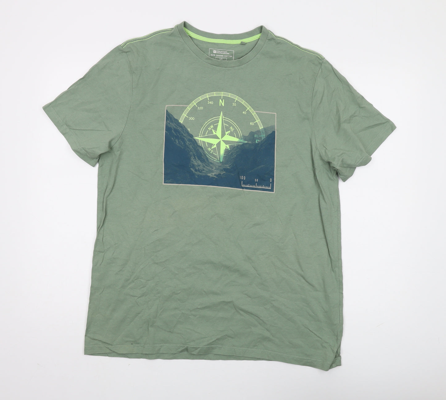 Mountain Warehouse Men’s Green Graphic Tee, Large, Outdoor Style