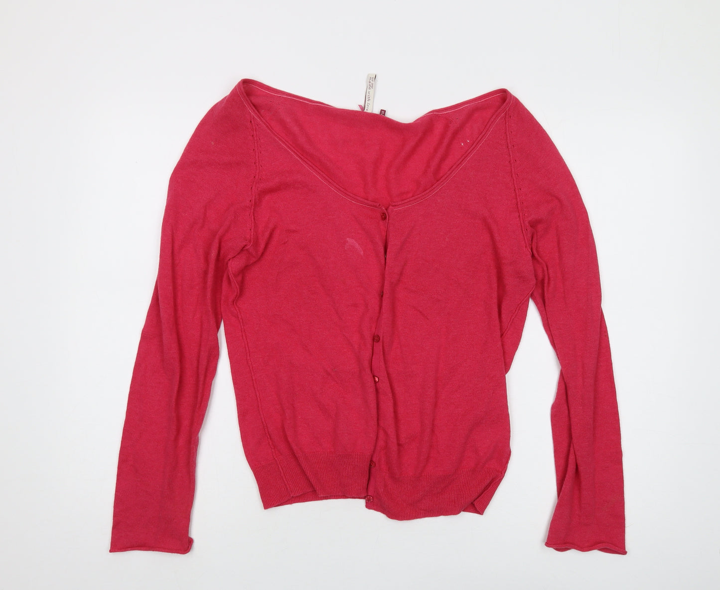 White Stuff Women's Red Scoop Neck Cardigan Size 14