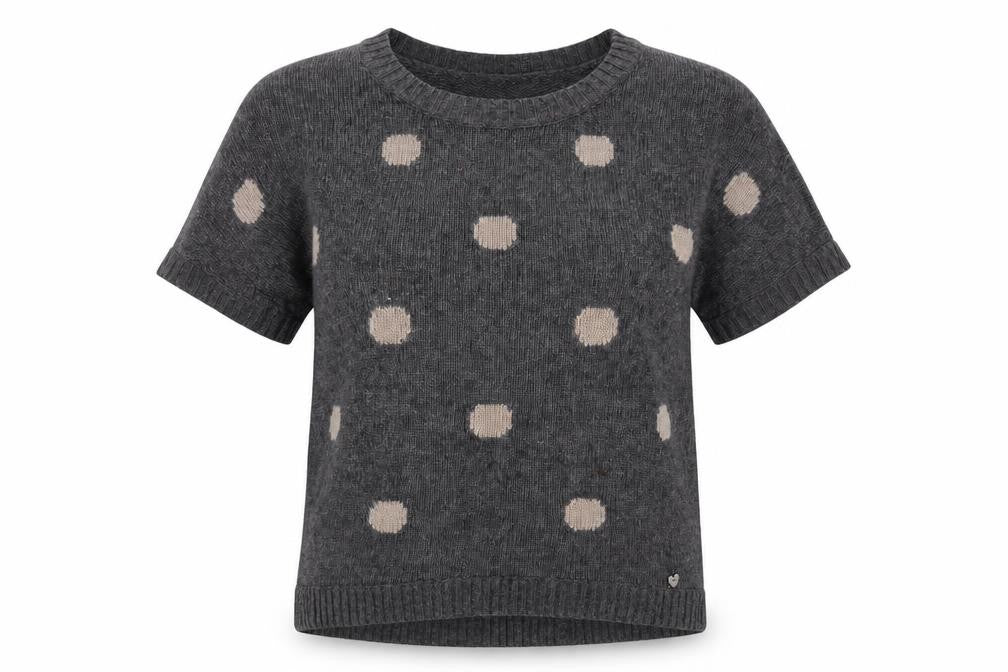 Front view of Herman Women's Grey Polka Dot jumper, size 14
