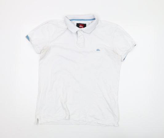 Quiksilver Men's White Polo Shirt M Collared Casual