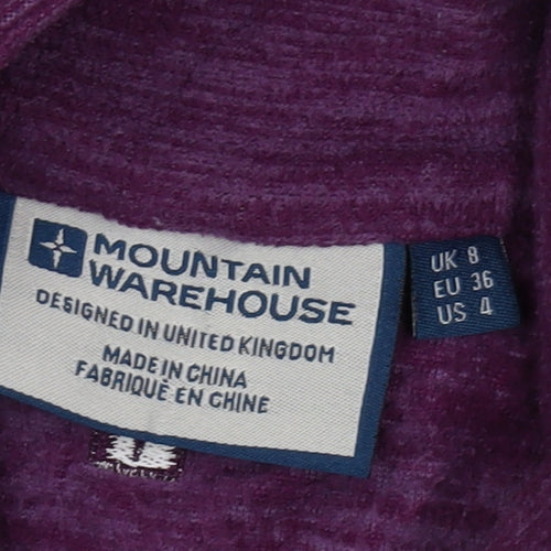 Mountain Warehouse Women's Purple Zip Sweatshirt Size 8