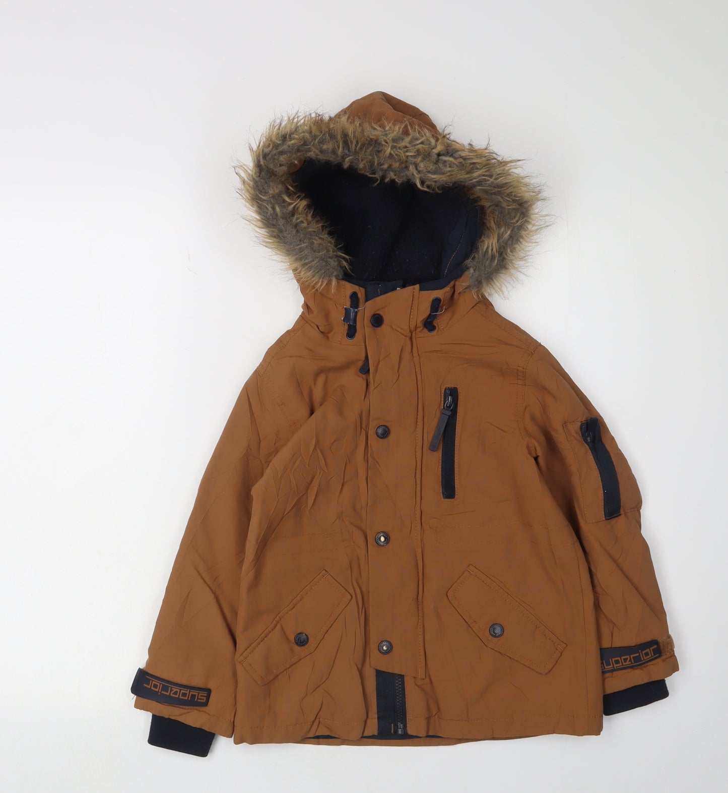 Marks and Spencer Boys Brown Parka Jacket 4-5 Years