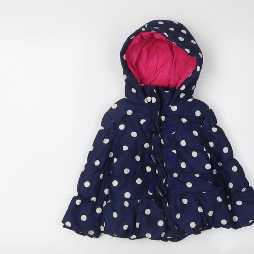 Bluezoo Girls Blue Polka Dot Puffer Jacket 2-3 Years