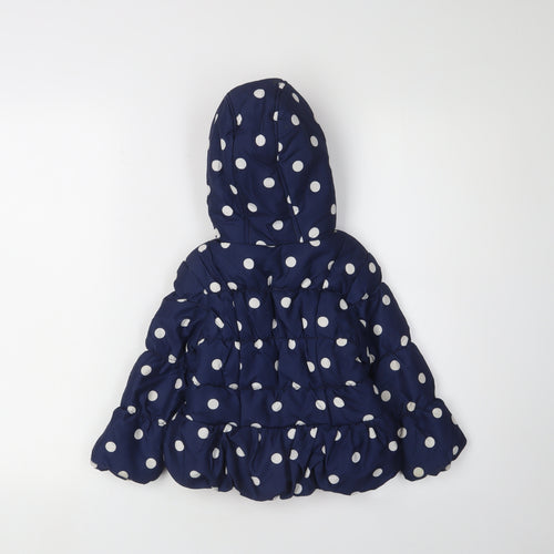 Bluezoo Girls Blue Polka Dot Puffer Jacket 2-3 Years