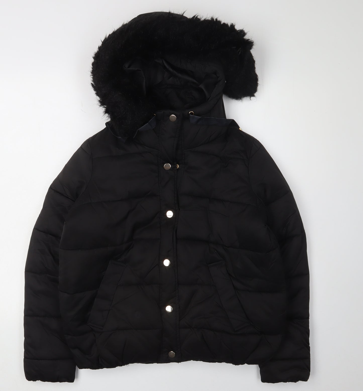 River Island Women's Black Puffer Jacket Size 10