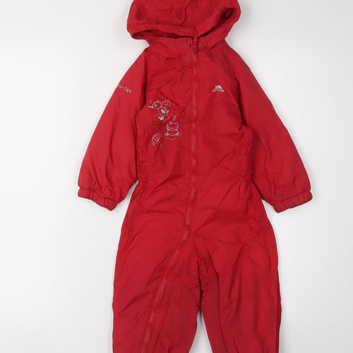 Trespass Unisex Red Snowsuit, 12-18 Months, Winter Waterproof