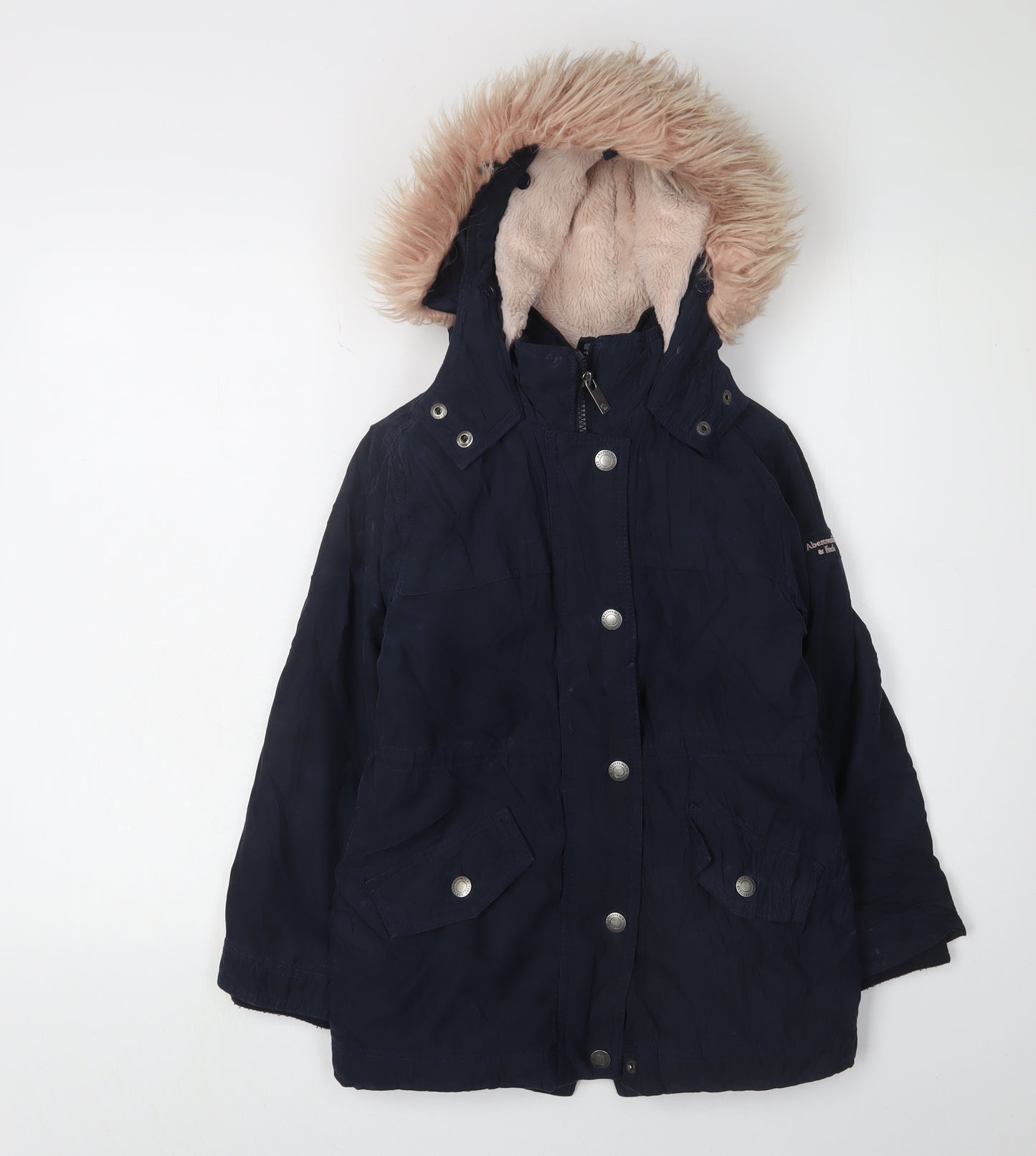 Abercrombie Kids Girls Blue Parka Coat 7-8 Years Hooded