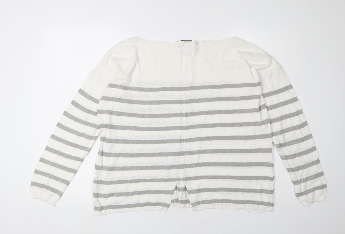 Fatface Women's Grey Striped Pullover Jumper Size 16